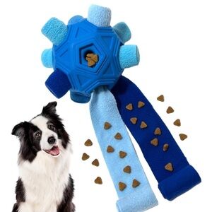 Blue Interactive Dog Toy with Treat Dispenser rolls